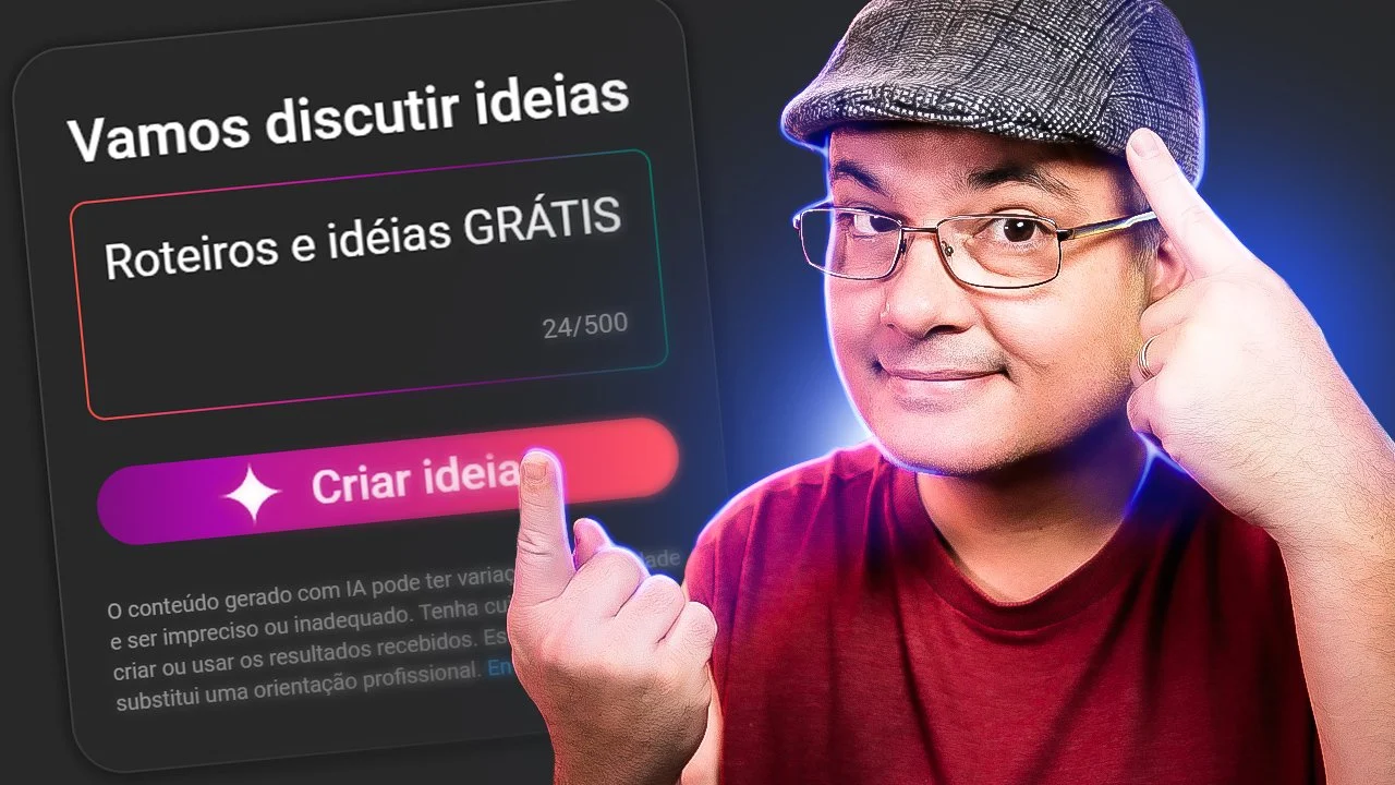 Tela da Aba Inspiração do YouTube Studio com sugestões para roteiros e miniaturas