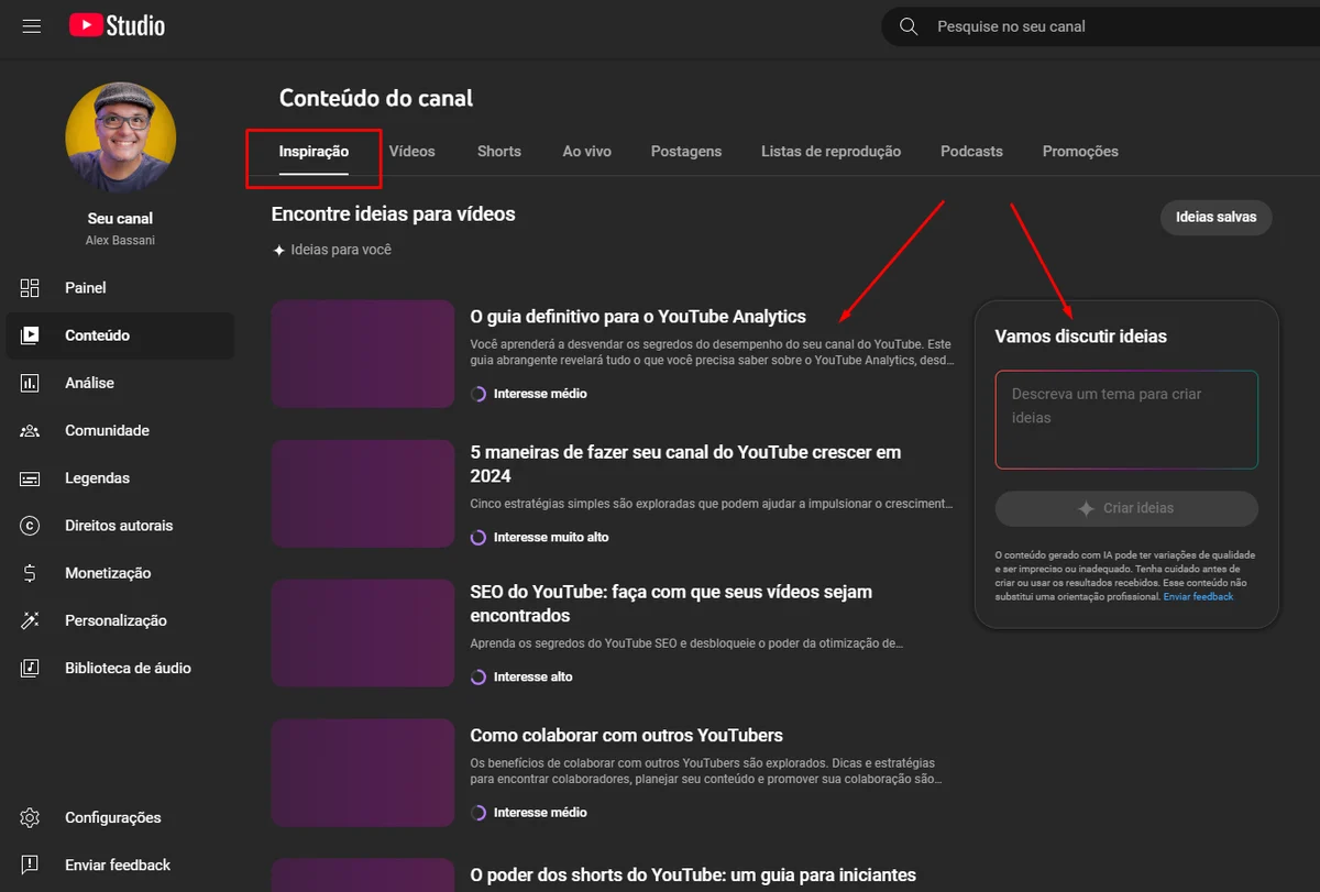 Exemplo da interface usada para pesquisar ideias na Aba Inspiração
